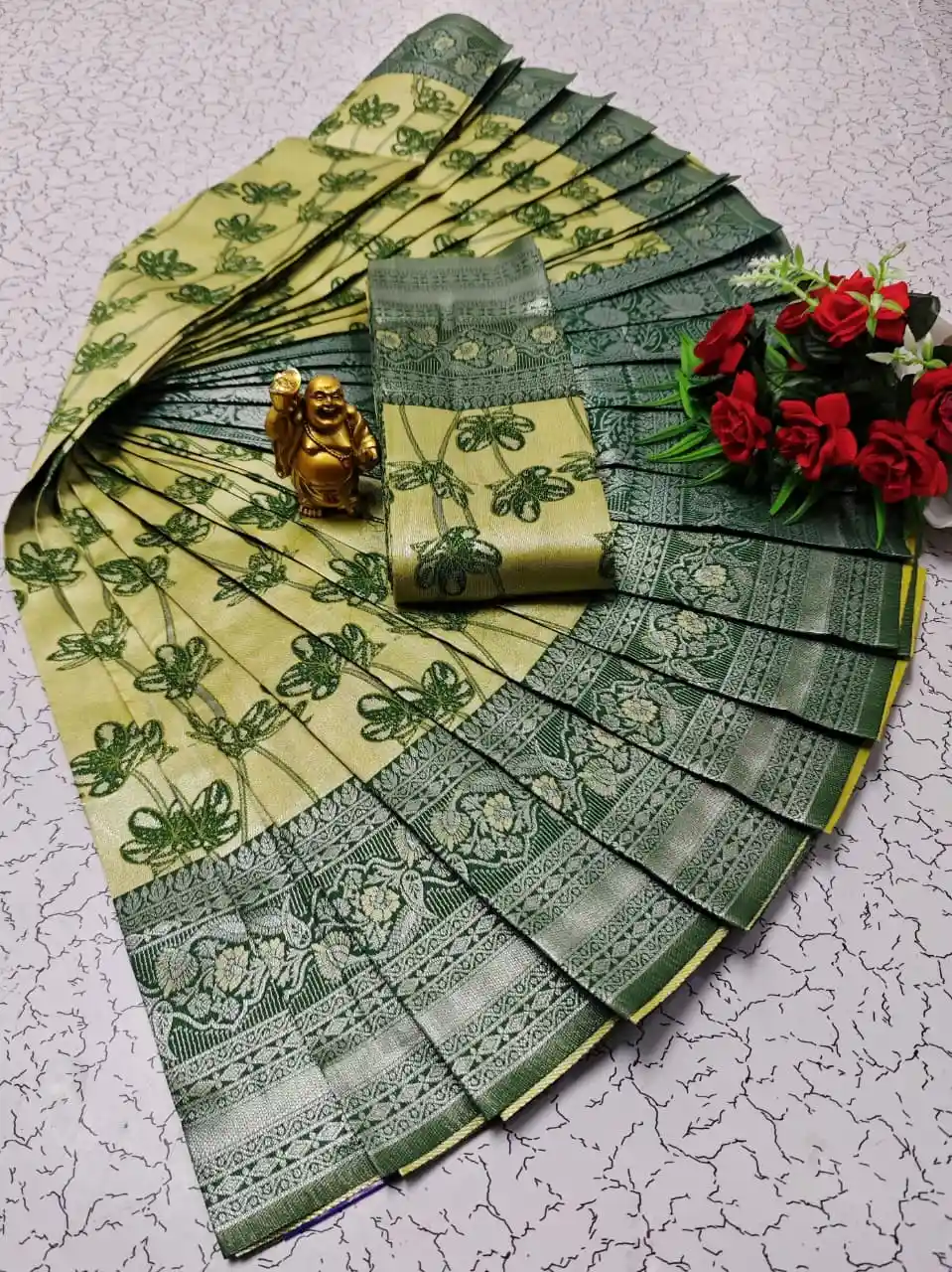 Rose Pink Floral Design Soft Silk Saree